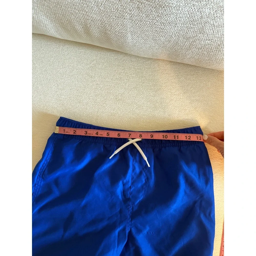 Lands End Boys Blue Swim Trunks Youth XL 14-16 Elastic Waist Board Shorts